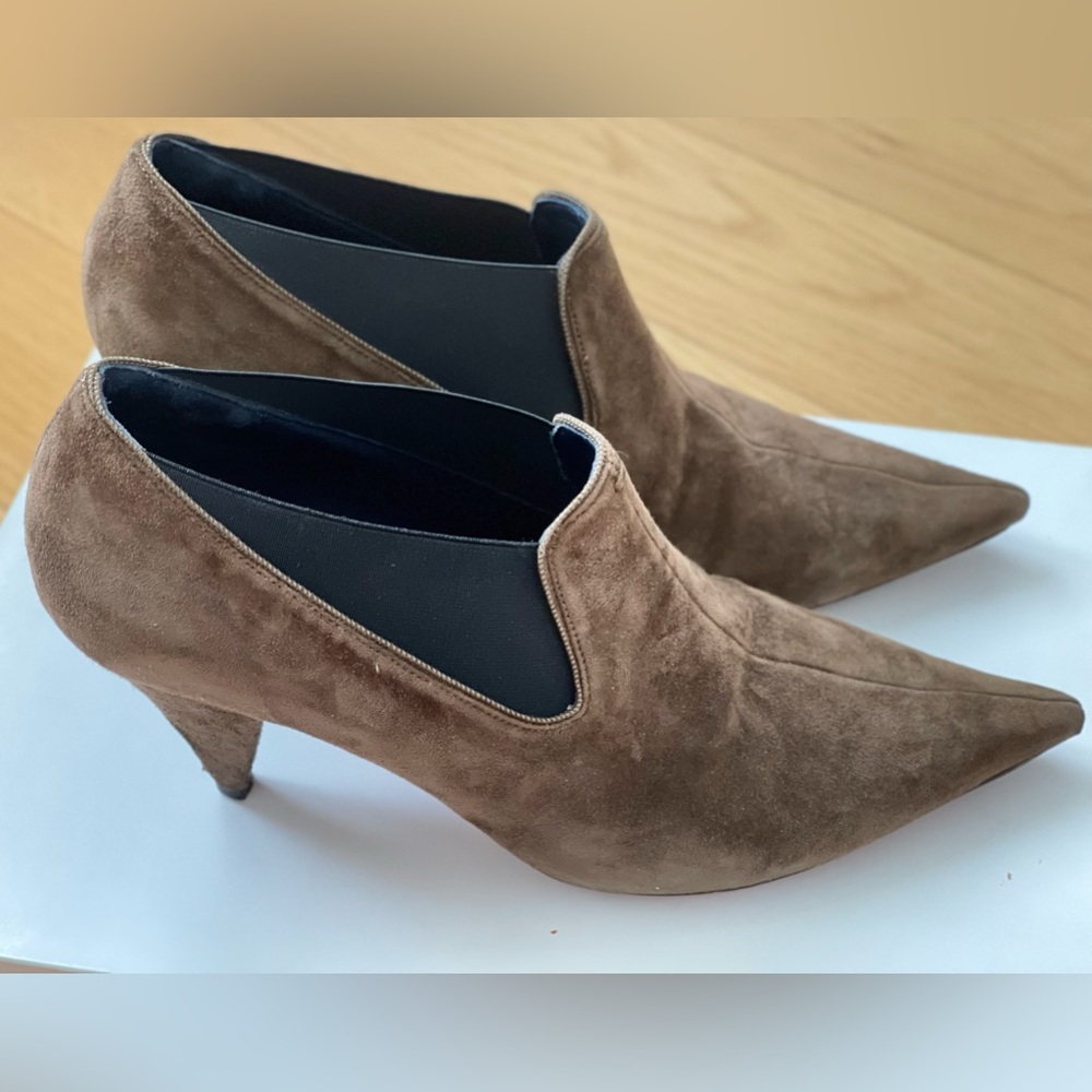 Authentic Celine Chelsea low boots Soft V Neck suede